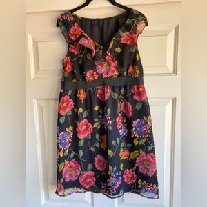 Vero Moda Black Floral Print Chiffon Mini Dress Sz S